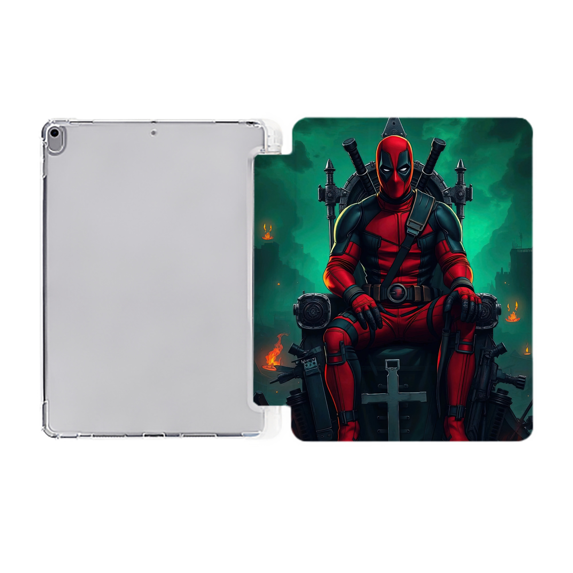 （画像用） Deadpool デッドプール IPad ケース ペン収納付き 三つ折りスタンド PUレザー×シリコン 対応機種9.5/10.5/10.9インチ